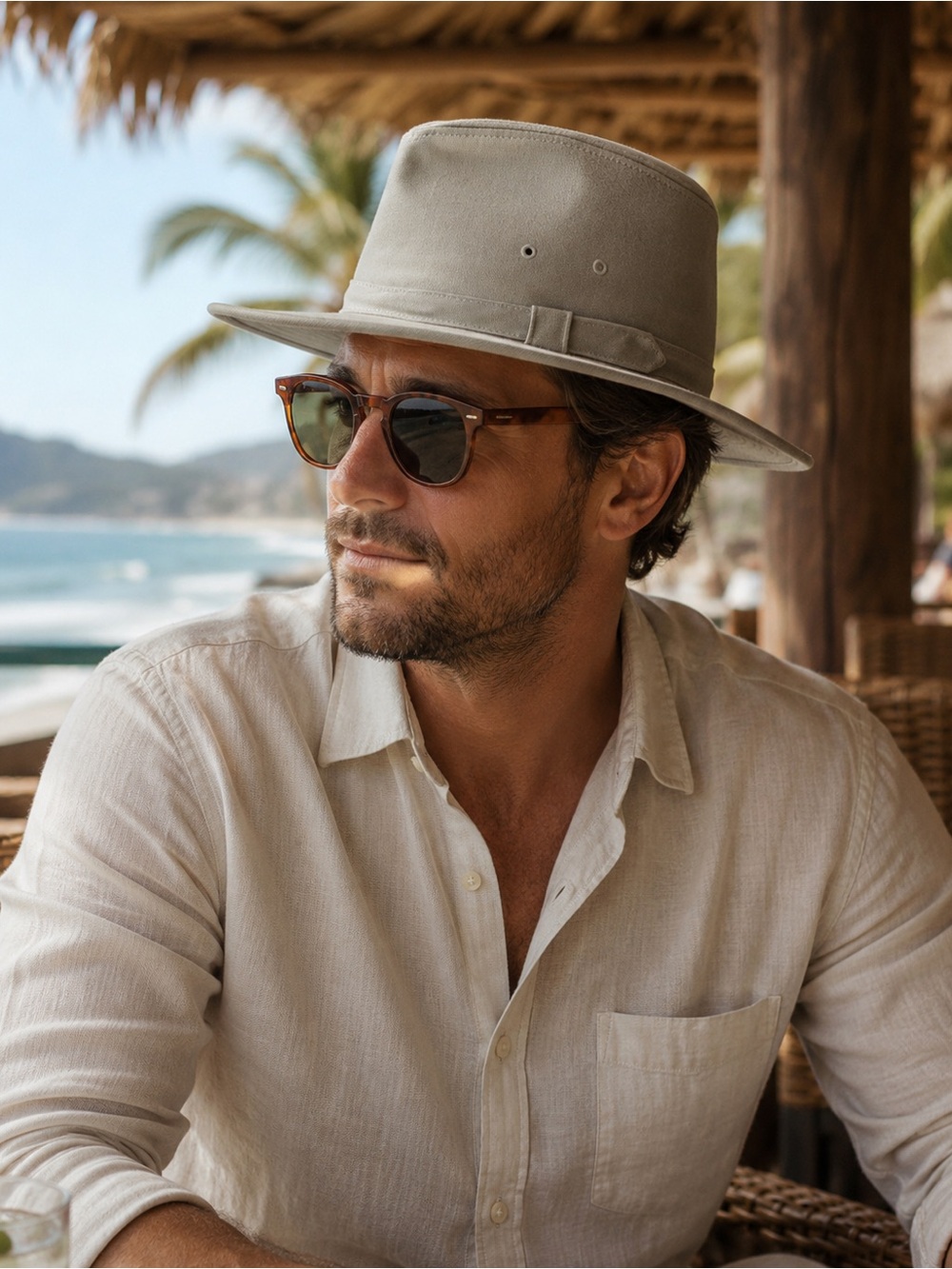 Dorfman‎ Pacific Beige Brim Hat Fedora Casual Neutral One Size Grandpa Safari